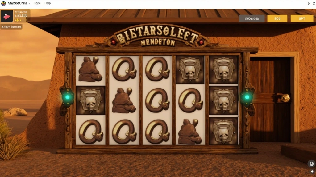 Wild West themed slot with revolver and skull symbols in dusty desert palette